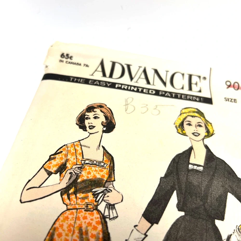 Advance Vintage 1959 Pattern #9060 Half Size Dress and Jacket Size 14.5 HTF RARE